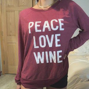 Grayson Threads Peace Love Wine Maroon Sweater